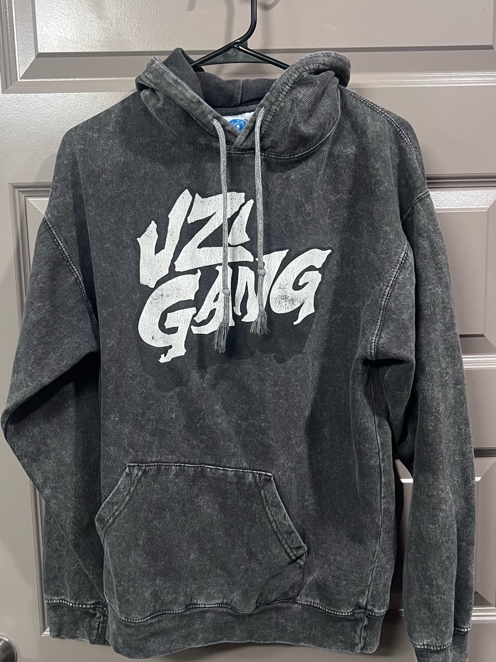Authentic Lil uzi vert “UZI GANG” Black Graphic Pullover Hoodie - Men's